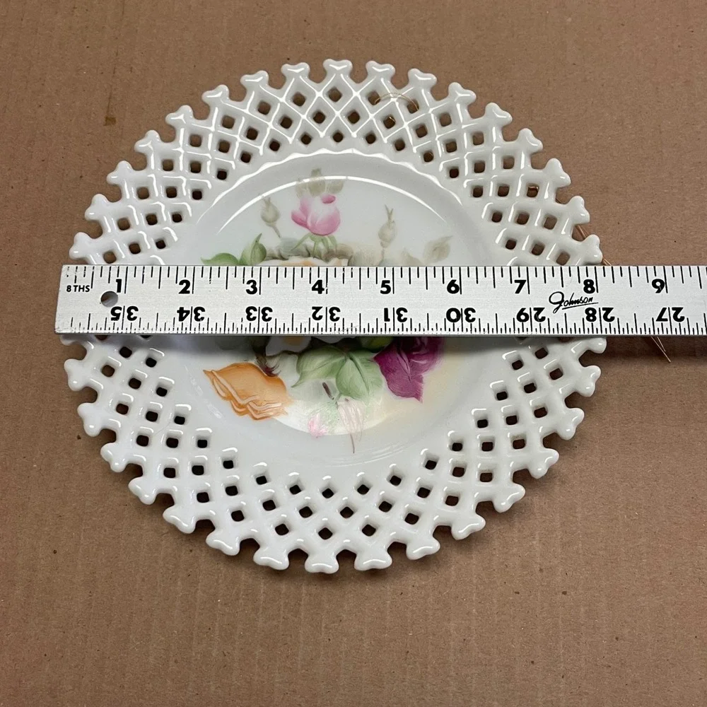 Vintage Lefton Reticulated China Hand-Painted Porcelain Plate (Pattern NE6350)